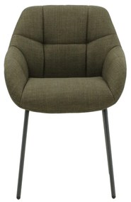 Set di poltroncine SMICHOV in tessuto verde scuro e gambe in metallo nero, con braccioli