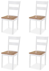 Set da pranzo 5 pz in mdf e legno di hevea bianco