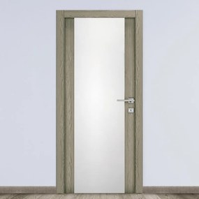 Porta interna a battente Almond vetrata in vetro colore avena, L 80 x H 210 cm, apertura reversibile