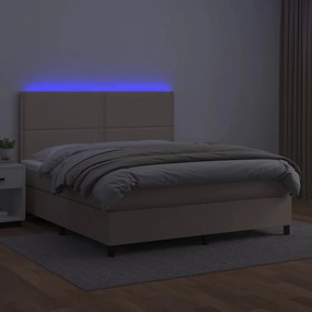 Giroletto molle materasso e led cappuccino 140x200cm similpelle