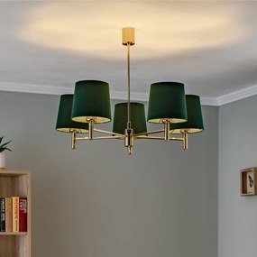 Argon Lampada a sospensione Polo Plus 5 luci ottone/verde