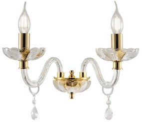 Lampada applique 35 cm 2 luci E14 - cristallo e vetro BRIGIDA
