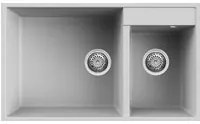 Lavello Elleci Incasso 2 vasche 78,5x47 Quadra 440 Sottotop Metaltek Grigio Aluminium LMQ44079BSO