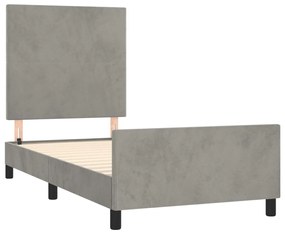 Giroletto con testiera grigio chiaro 90x190 cm in velluto