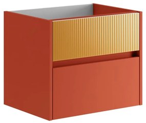 Mobile da bagno sospeso sotto lavabo L 59.5 x H 50 x P 45.5 cm rosso laccato opaco, 2 cassetti Niwa