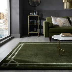 Tappeto verde scuro in lana tessuto a mano 160x230 cm Gatsby – Flair Rugs