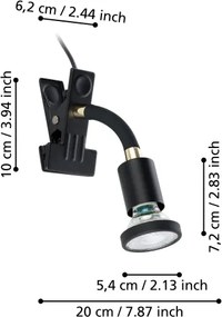 Eglo 300914 - Lampada LED con clip PARRINI 1xGU10/4,5W/230V nera
