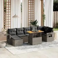 Set Divano da Giardino 8 pz con Cuscini Grigio in Polyrattan 3275713