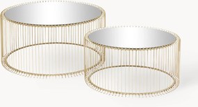 Set 2 tavolini da salotto con piano in vetro Wire