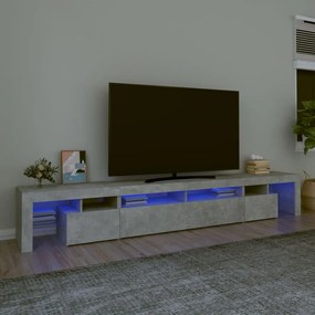 Mobile porta tv con luci led grigio cemento 260x36,5x40 cm