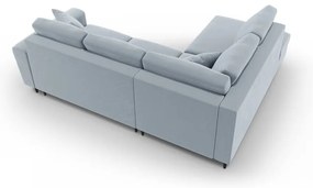 Divano angolare azzurro allungabile e con contenitore (con penisola a sinistra/a L) con rivestimento in velluto Kyoto – Cosmopolitan Design