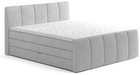 Set boxspring completo testata + base del letto con contenitore + materasso + topper VERONE - grigio chiaro - 160 x 200 cm