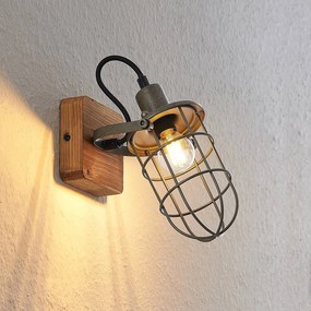 Lindby Serima plafoniera legno, a gabbia, 1 luce