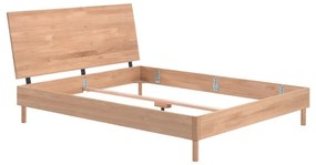 Letto matrimoniale di colore naturale in rovere massiccio rete non inclusa 160x200 cm Forrest – Vipack