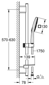 GROHE 26584000 - RAINSHOWER SMARTACTIVE 130 CUBE Set doccia 600 mm, cromato