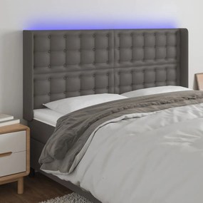 Testiera A Led Grigio 163x16x118/128cm İn Similpelle /