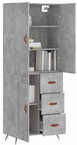 Credenza Grigio Cemento 69,5x34x180 cm in Legno Multistrato