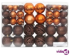 vidaXL Palline di Natale 100 pz Marroni 3 / 4 / 6 cm
