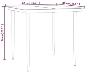 Set da Pranzo da Giardino 3 pz con Cuscini Nero in Polyrattan