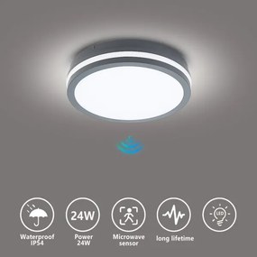 Brilagi - Lampada LED da esterno con sensore BENE LED/24W/230V diametro 26 cm IP54