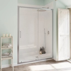 Porta doccia scorrevole L 116-120 cm x H 190 cm per nicchia in vetro trasparente SP. 6 mm, profilo lucido cromo, serie Bilbao