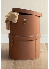 Scatole in set con coperchio/decorative marroni in cartone 2 pz ø 37,5x25 cm Rut Restore Paper Laminate – Bigso