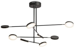 Lampadario A Sospensione Moderno Fad Metallo Nero Acrilico 8 Luci Led49W