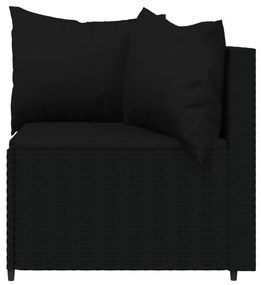 Divani angolari da giardino con cuscini 2pz in polyrattan nero