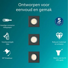 Philips - Set da 3 faretti da incasso PERIDOT 1xGU10/7W/230V nero