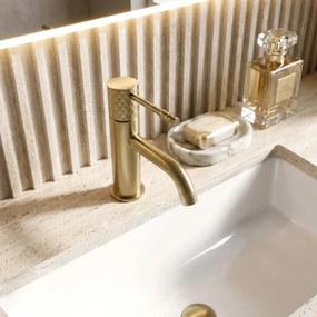 Rubinetto da lavabo Rea Lungo Diamond Brush Gold