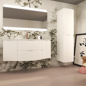 Mobile da bagno sospeso sotto lavabo L 69 x H 48 x P 51 cm bianco laccato opaco, 2 cassetti BADEN HAUS Vague