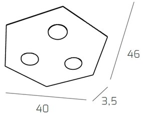 Plafoniera Moderna Esagonale Hexagon Metallo Foglia Oro 3 Luci Led 12X3W