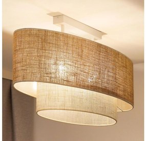 Duolla - Lampadario a plafone DOUBLE OVAL YUTE 2xE27/15W/230V marrone/color crema