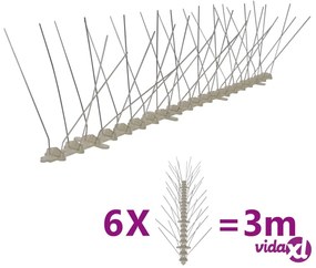vidaXL Set Dissuasori per Uccelli e Piccioni 6 pz 4 File 3 m