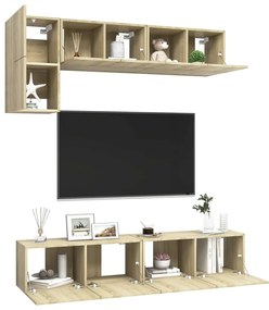 Set di mobili tv 5 pz rovere sonoma in legno multistrato