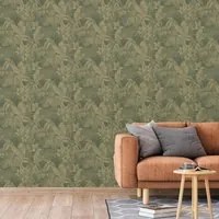 DUTCH WALLCOVERINGS Carta da Parati Joelle in Verde e Oro 442582