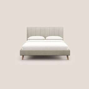 Selene letto imbottito con piedini naturali sfoderabile in tessuto impermeabile T02
