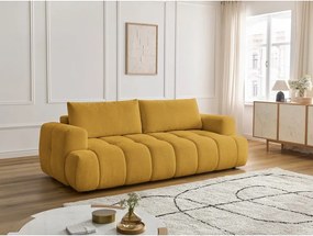 Divano color senape allungabile e con contenitore rivestito in ciniglia 251 cm Fuji – Bobochic Paris