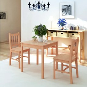 Set Tre Pezzi Da Pranzo İn Legno Di Pino /