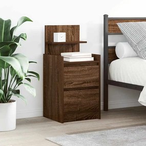 Comodino Con 2 Cassetti Rovere Marrone 38x34x80 Cm /
