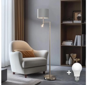 Eglo - Lampada LED da terra TUNJA 1xE27/60W/230V + LED/2,1W diametro 30 cm cromo/grigio