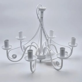 Lampadario a sospensione con catena DONATO 6xE14/40W/230V bianco