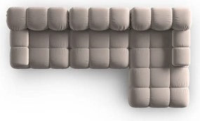 Divano angolare componibile in marrone chiaro (con penisola a destra) con rivestimento in velluto Bellis – Micadoni