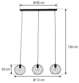 Lampada a sospensione Lindby Danika, lunghezza 105 cm, nero, metallo