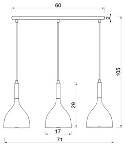 Luminex Lampada a sospensione Noak, a 3 luci, beige/oro, allungata, acciaio