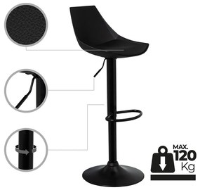 Sgabelli da bar neri ad altezza regolabile in similpelle in set di 2 (altezza seduta 56,5 cm) - Casa Selección