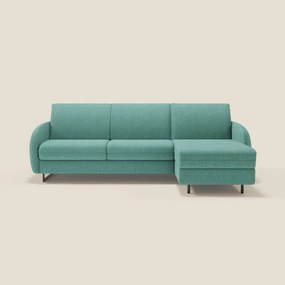Ninfea Divano Letto Angolare con Penisola Contenitore e Materasso H18 cm - piedini in metallo e Tessuto impermeabile T03