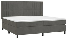 Letto a molle con materasso e led grigio scuro 200x200 cm