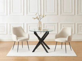 Tavolo da pranzo tondo 2 coperti in Vetro temperato e Metallo Nero Trasparente - COSIMA
