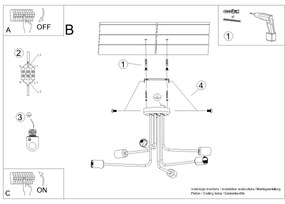 Sollux SL.1452 - Lampadario a sospensione con supporto rigido NORAH 6xE27/15W/230V nero